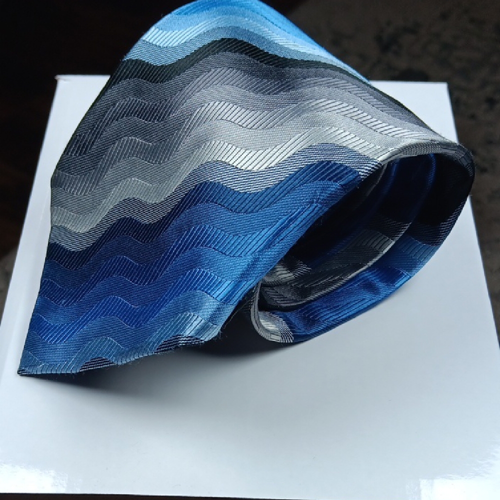 Crazy Horse by Liz Claiborne Blue and Gray Men's‎ Silk Tie